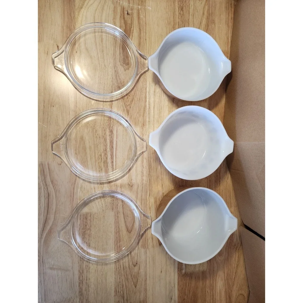 Vtg Set of 6 Pyrex Early American Covered Nesting Casserole Dishes with Lids